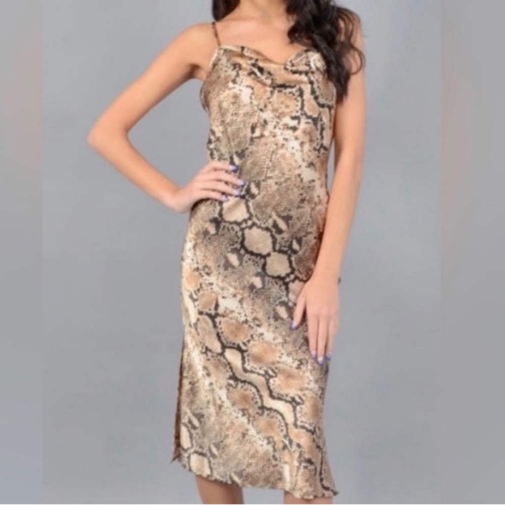 Bebe Snake Print Slip Dress Size Small
